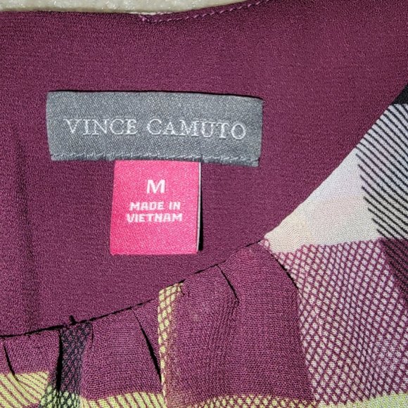 Vince Camuto Sleeveless Pleated-Neck Plaid Blouse NWT Women's M - Picture 6 of 7